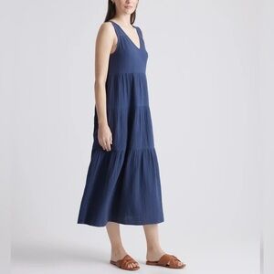 Quince 100% Organic Cotton Gauze Tired Maxi Dress